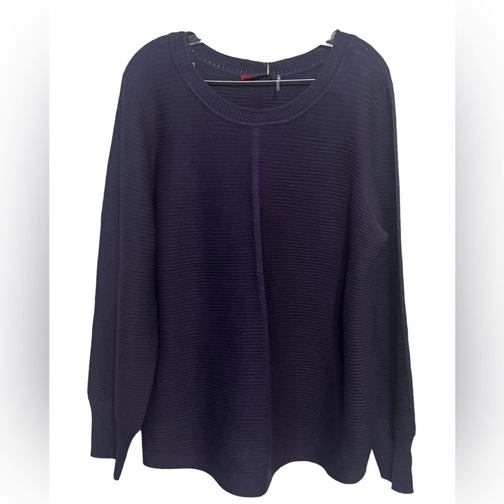 Red NWT purple ribbed long sleeve scoop neck sweater